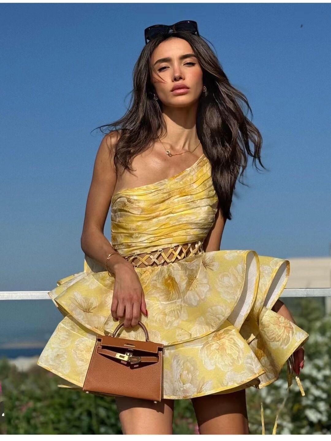 Robe Femme Fleurie Asymétrique Épaule Unique Jupe Volantée-83680-a57d4436-2264-4205-9645-ae1107f0ca76