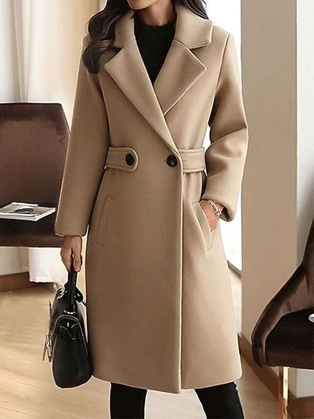 Manteau Long Femme – Ceinturé, Fermeture Boutonnée, Classique-74310-a76914a0-f802-4202-95fc-aec247e07d1b