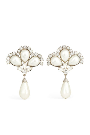 Boucles d'oreilles pendantes perle et cristal - Élégance soirée-Earrings-Marais Paris-Marais Paris