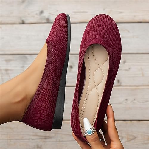 Ballerines Femme Tricotées - Confort & Élégance - Chaussures Plates-Shoes-Marais Paris-Rouge-36-Marais Paris