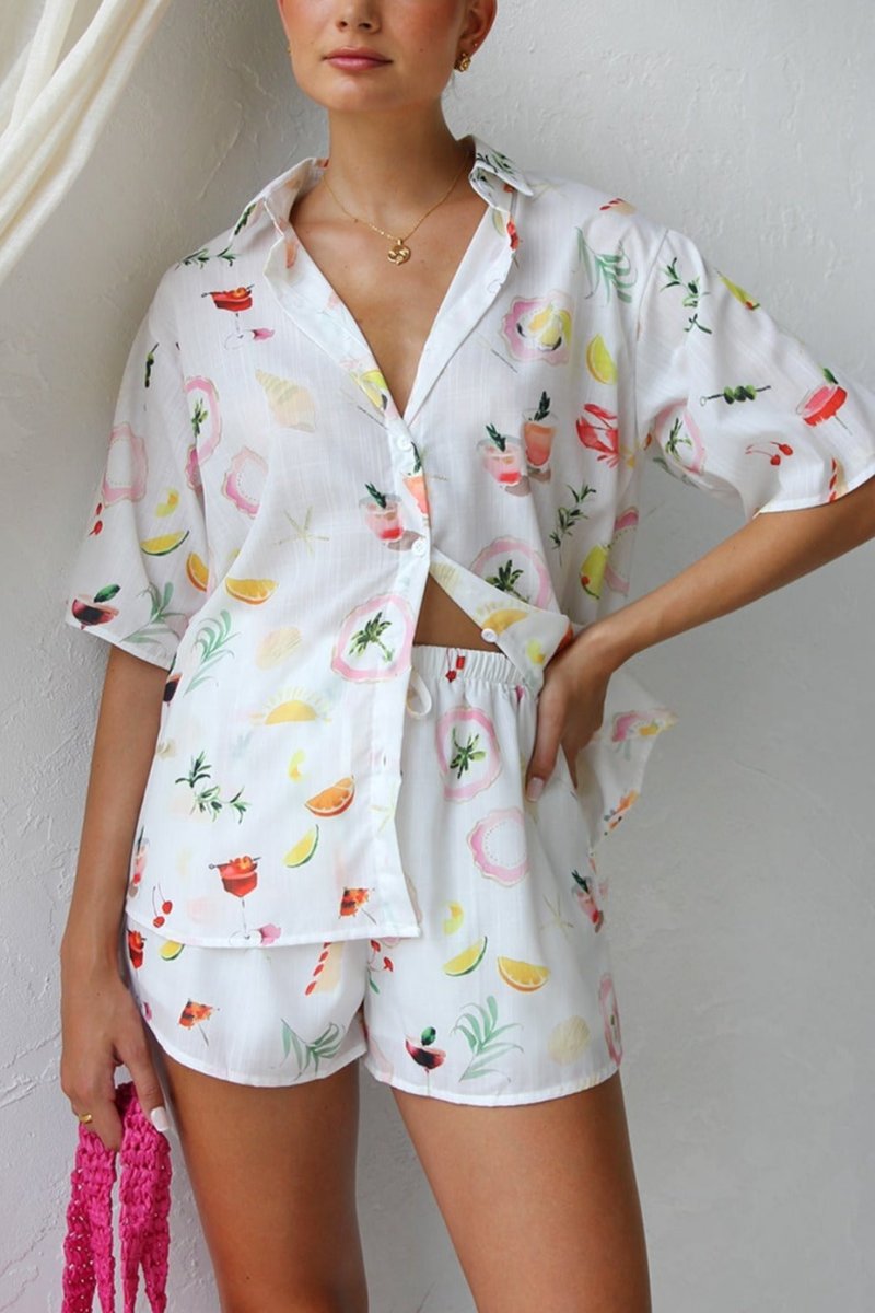 Ensemble Pyjama Femme - Chemise Boutonnée & Short Cordon - Confortable-Sets-Marais Paris-Marais Paris