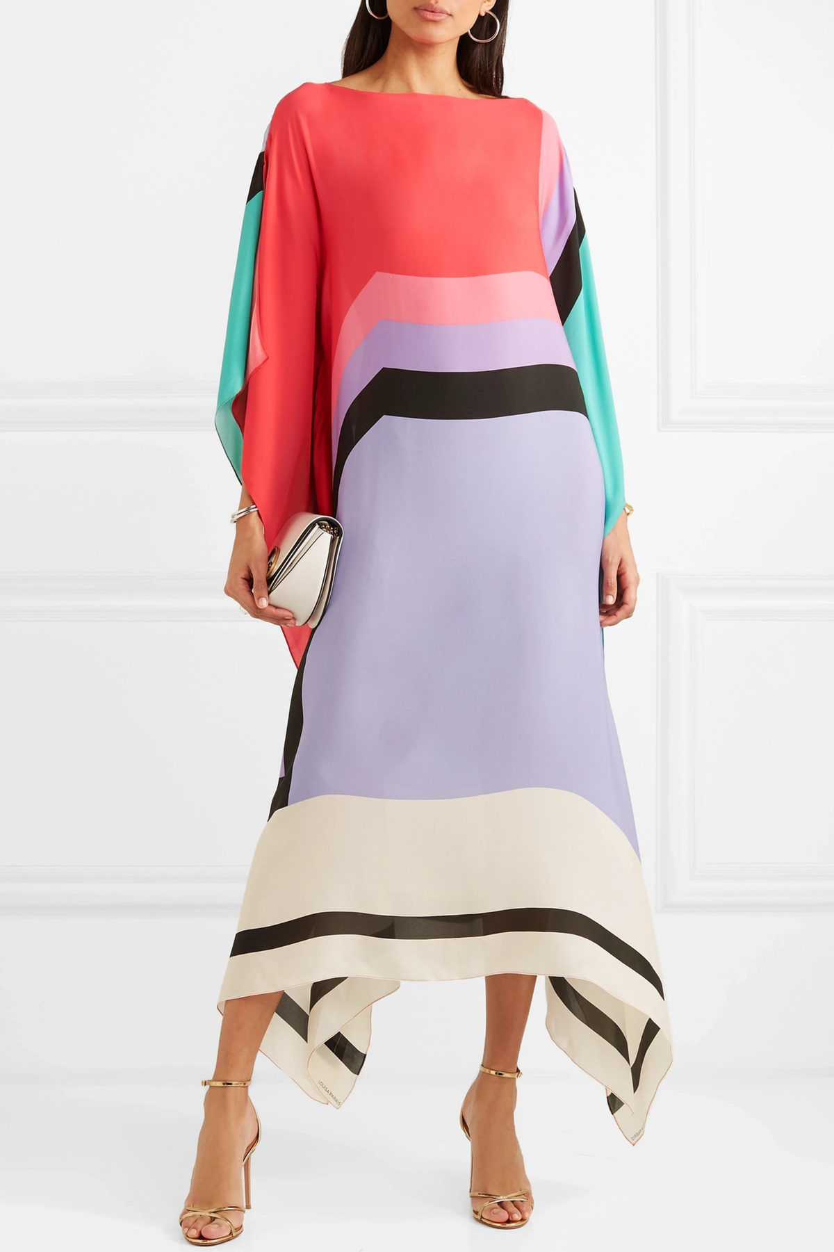 Robe Fluide Color-Block Asymétrique Manches Amples-Dresses-Marais Paris-Rouge-S-Marais Paris