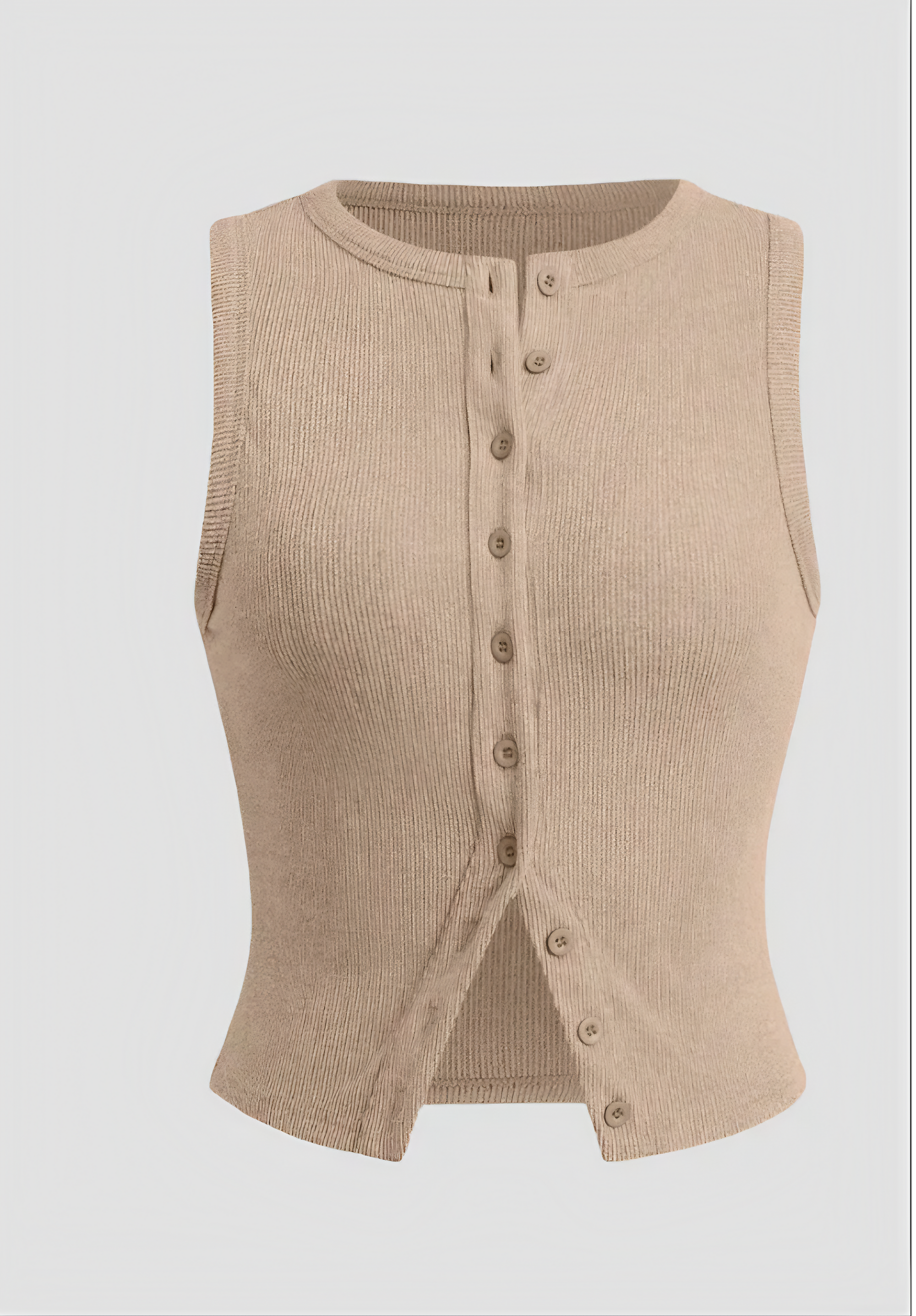 Robe Femme Côtelée Boutonnée Sans Manches, Style Polyvalent-83523-ac8c4333-6e29-4cb2-a3e5-6cb09266a234