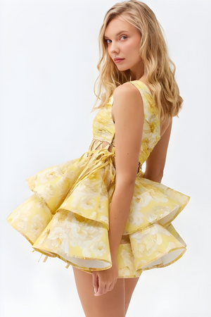 Robe Femme Fleurie Asymétrique Épaule Unique Jupe Volantée-83680-aea732fb-9641-4c41-9e4d-0e0ffe742795