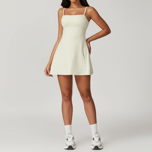 Robe Athlétique Femme - Coupe A-Line, Bretelles Spaghetti, Fente-Accesoires-Marais Paris-CrèMe-XS-Marais Paris