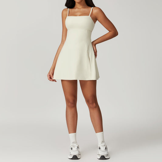 Robe Athlétique Femme - Coupe A-Line, Bretelles Spaghetti, Fente-Accesoires-Marais Paris-CrèMe-XS-Marais Paris