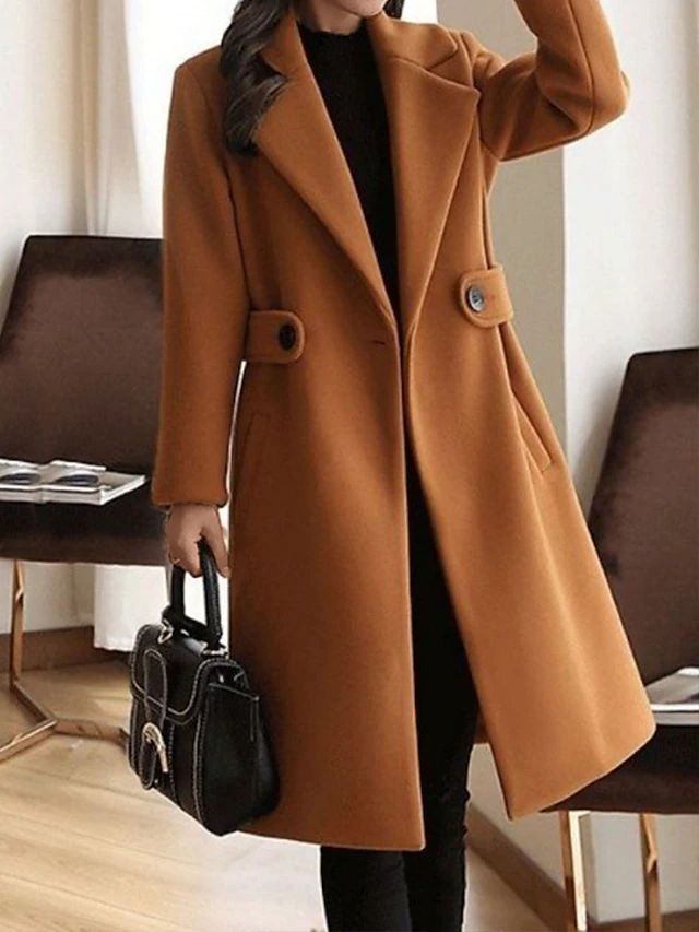 Manteau Long Femme – Ceinturé, Fermeture Boutonnée, Classique-74310-b04cc2e9-11a7-4b99-b343-19e7ca30a3d9