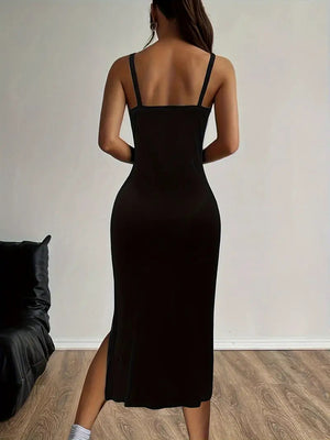 Marais Paris Robe Midi Minimaliste avec Bretelles Ajustables-Short dress-Marais Paris-Marais Paris