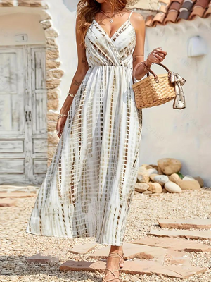 Robe Maxi Bohème Chic - Encolure V, Fente Haute, Sans Manches-Dresses-Marais Paris-Marais Paris