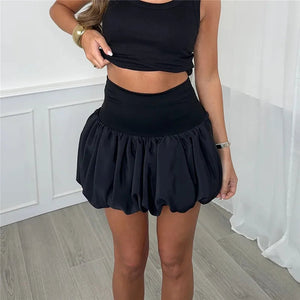 Ensemble Haut Court & Jupe Boule - Taille Haute, Silhouette Moderne-Marais Paris-Noir-S-Marais Paris