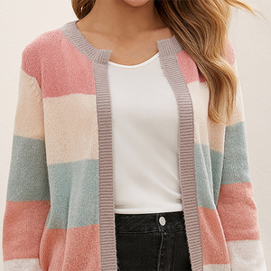 Femme Cardigan Ouvert Rayé Color Block Manches Longues Tricot Doux-74430-b7d7e3fb-8756-4304-aa65-510c351829d7
