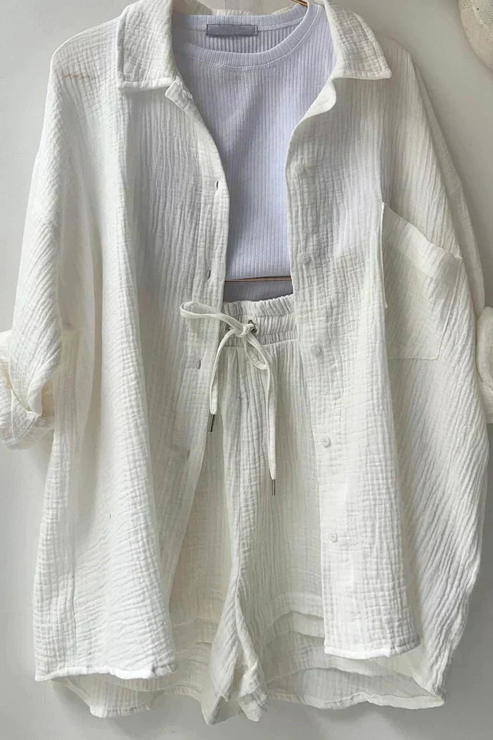 Ensemble Coordonné Détente - Chemise, Débardeur & Short Confortable-Shorts Sets-Marais Paris-Marais Paris