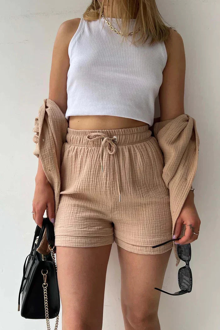 Ensemble Coordonné Détente - Chemise, Débardeur & Short Confortable-Shorts Sets-Marais Paris-Marais Paris