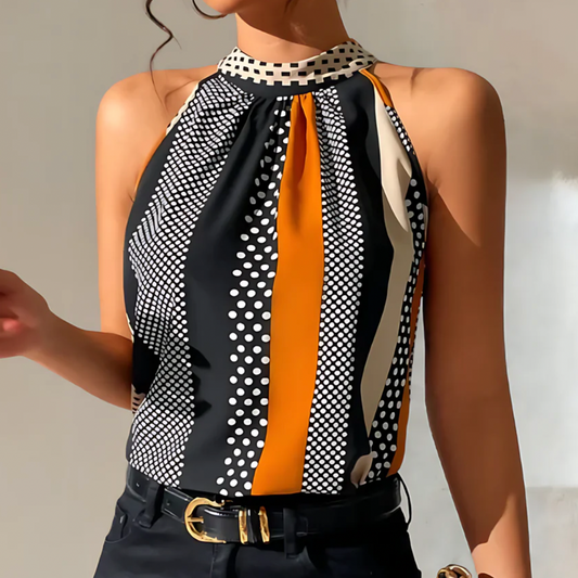 Haut Femme Géométrique - Encolure Halter, Motifs Modernes-Marais Paris-Marais Paris
