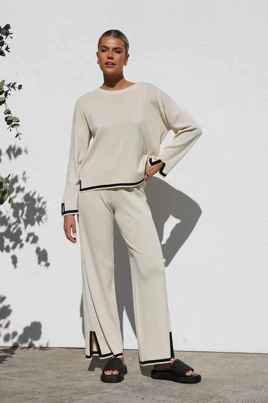 Ensemble Tricot Femme - Haut Manches Longues, Pantalon Jambes Larges-Sets-Marais Paris-Marais Paris