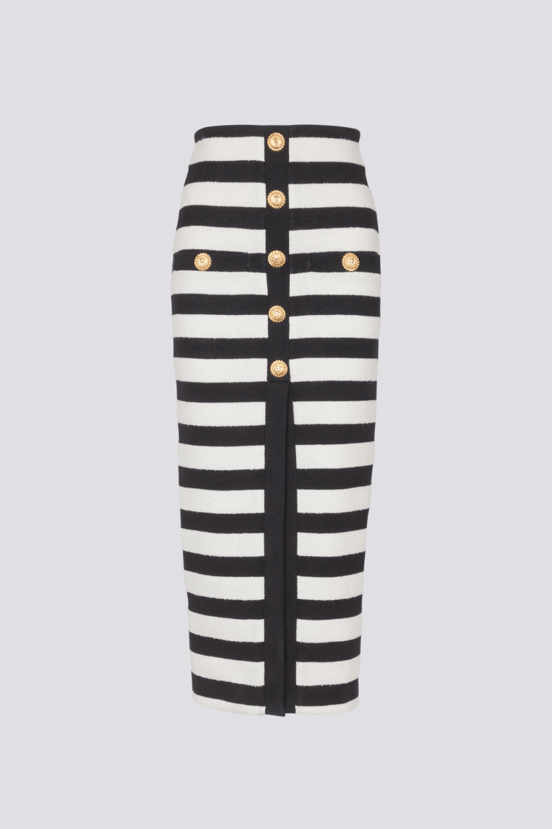 Robe Deux-Pièces Rayée - Ensemble Élégant avec Boutons Dorés-Sets-Marais Paris-Marais Paris