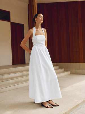 Robe Halter Femme - Coupe A-Line, Longueur Maxi/Midi-Old Money Style-Marais Paris-Marais Paris