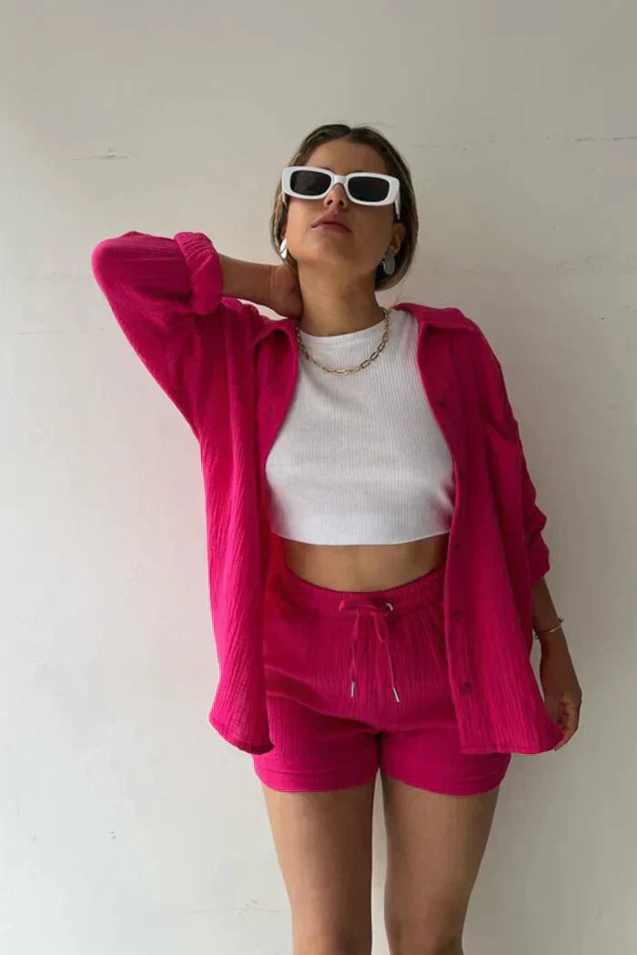 Ensemble Coordonné Détente - Chemise, Débardeur & Short Confortable-Shorts Sets-Marais Paris-Marais Paris