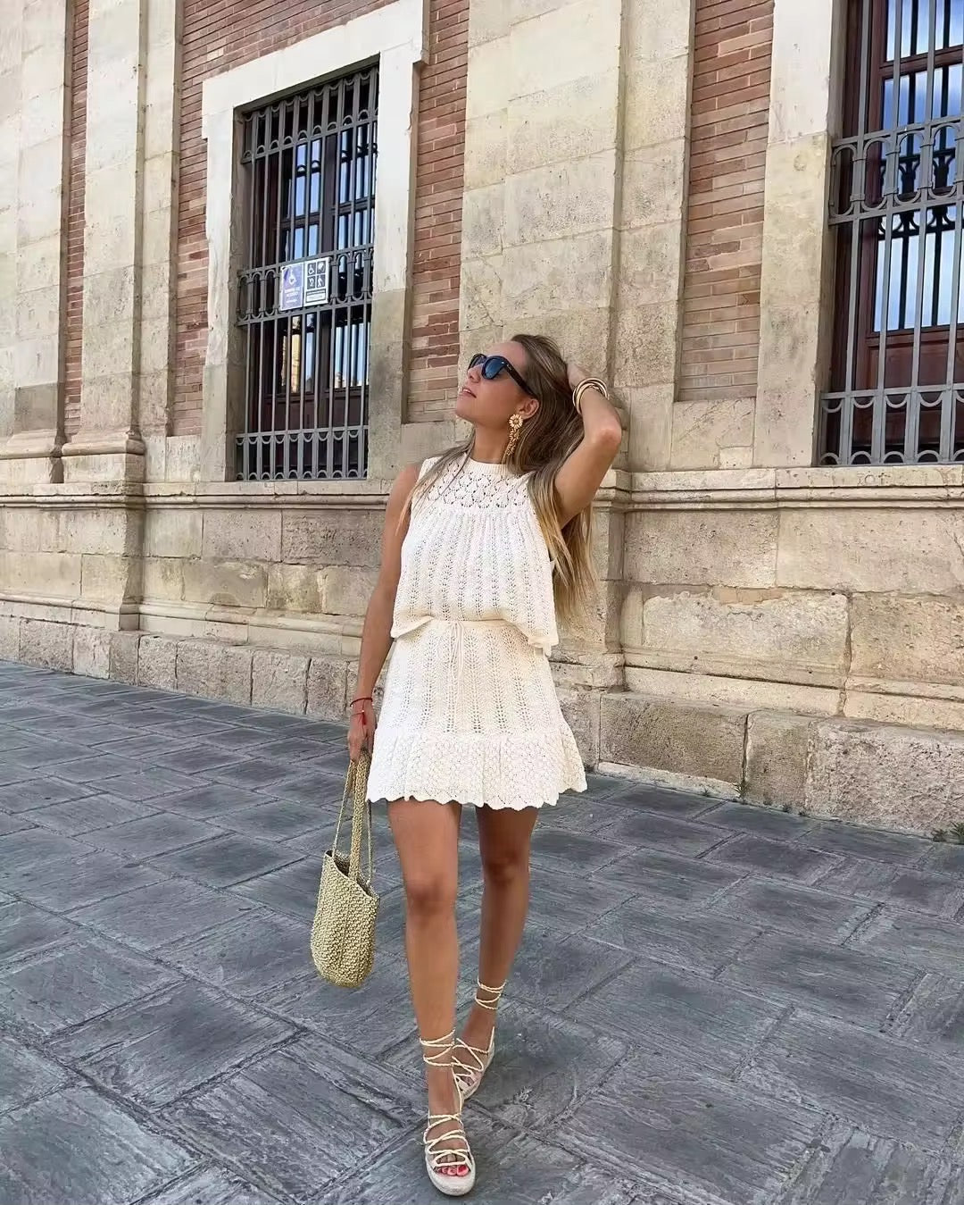 Ensemble Deux Pièces Femme – Top Tricoté & Jupe A-Line Bohème-Dresses-Marais Paris-Marais Paris