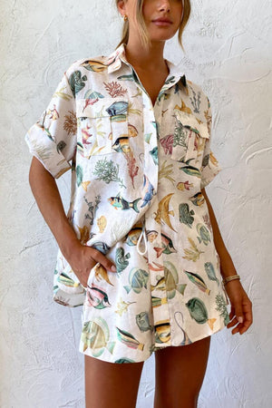 Ensemble Chemise et Short Imprimé Poisson - Style Vacances-Sets-Marais Paris-Marais Paris