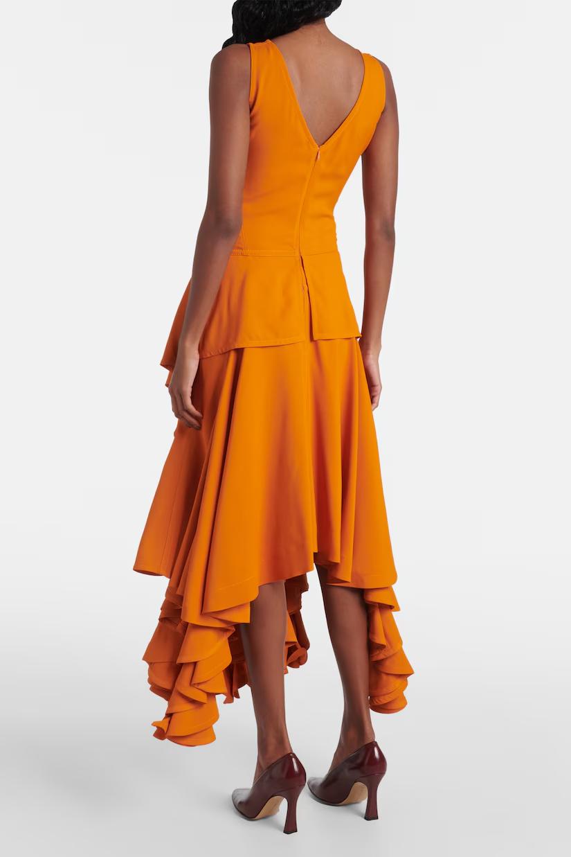 Robe Volants Asymétrique - Coupe Ajustée, Ourlet High-Low-Midi Dresses-Marais Paris-Marais Paris