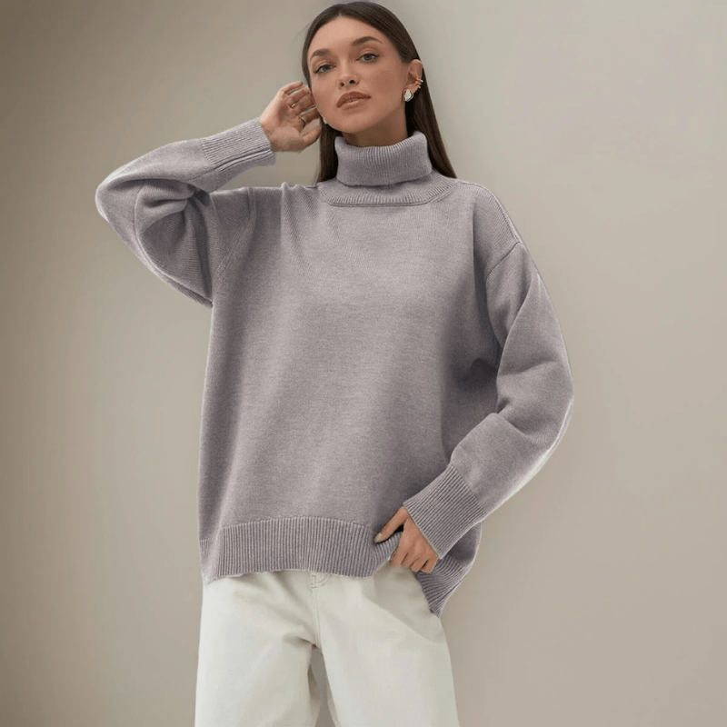 Marais Paris Pull Turtleneck Oversized Chic pour Femmes et Hommes-Women Sweaters-Marais Paris-Grey-S-Marais Paris
