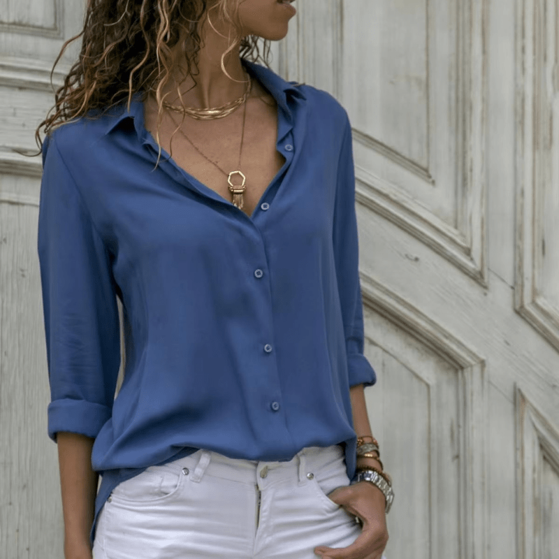 Marais Paris Blouse Chic et Décontractée pour Sorties-Women Blouse-Marais Paris-Bleu-S-Marais Paris