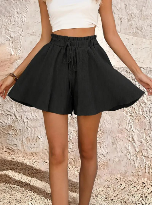 Short Fluide Taille Haute - Coupe Évasée, Cordon Ajustable-Shorts-Marais Paris-Marais Paris