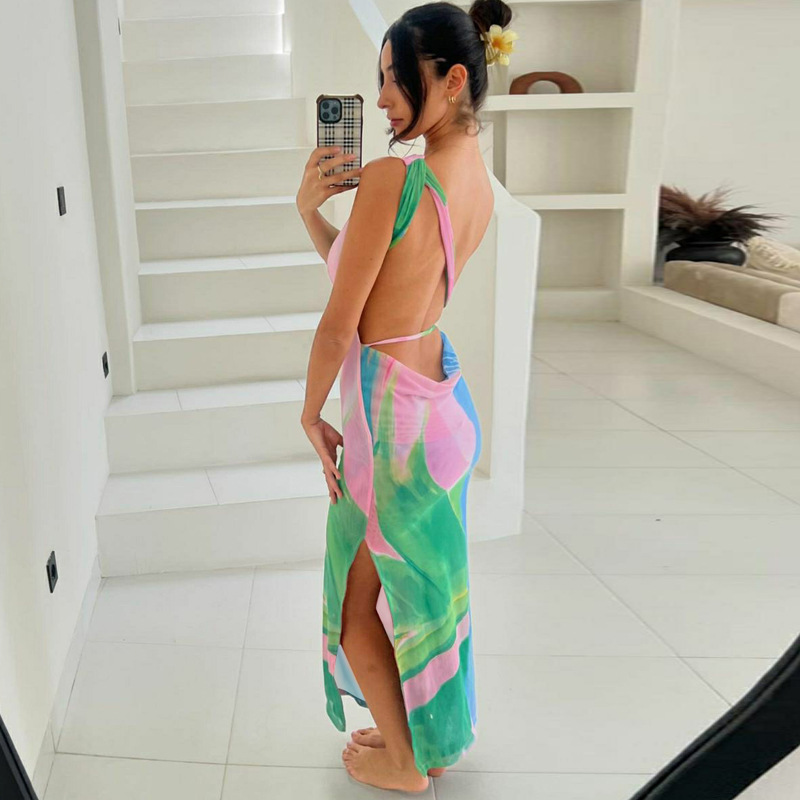Robe Florale Femme, Coupe Ajustée, Sans Manches, Longueur Midi-Holiday vibes-Marais Paris-Marais Paris