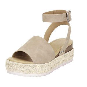 Sandales Plateformes Femme – Jute Tressée, Bride Cheville Ajustable-Shoes-Marais Paris-Khaki-35-Marais Paris