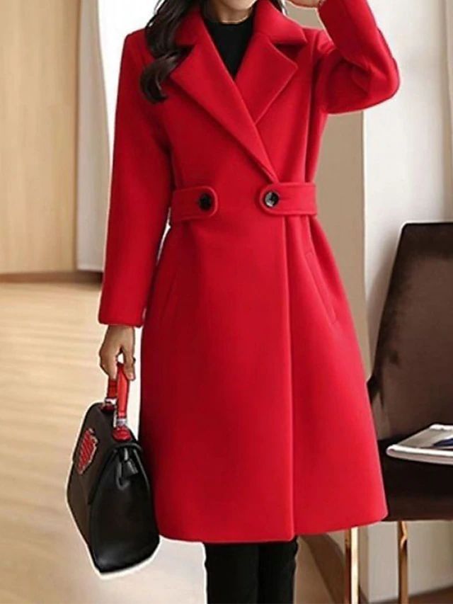 Manteau Long Femme – Ceinturé, Fermeture Boutonnée, Classique-74310-f806e2db-a6b6-4a94-a0a2-ed277f964882