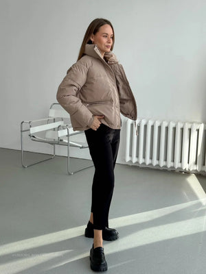 Femme Doudoune Courte Matelassée Col Montant Résistante à l'Eau-65207-faa44620-048d-4ed9-8a09-937f3c1b9151