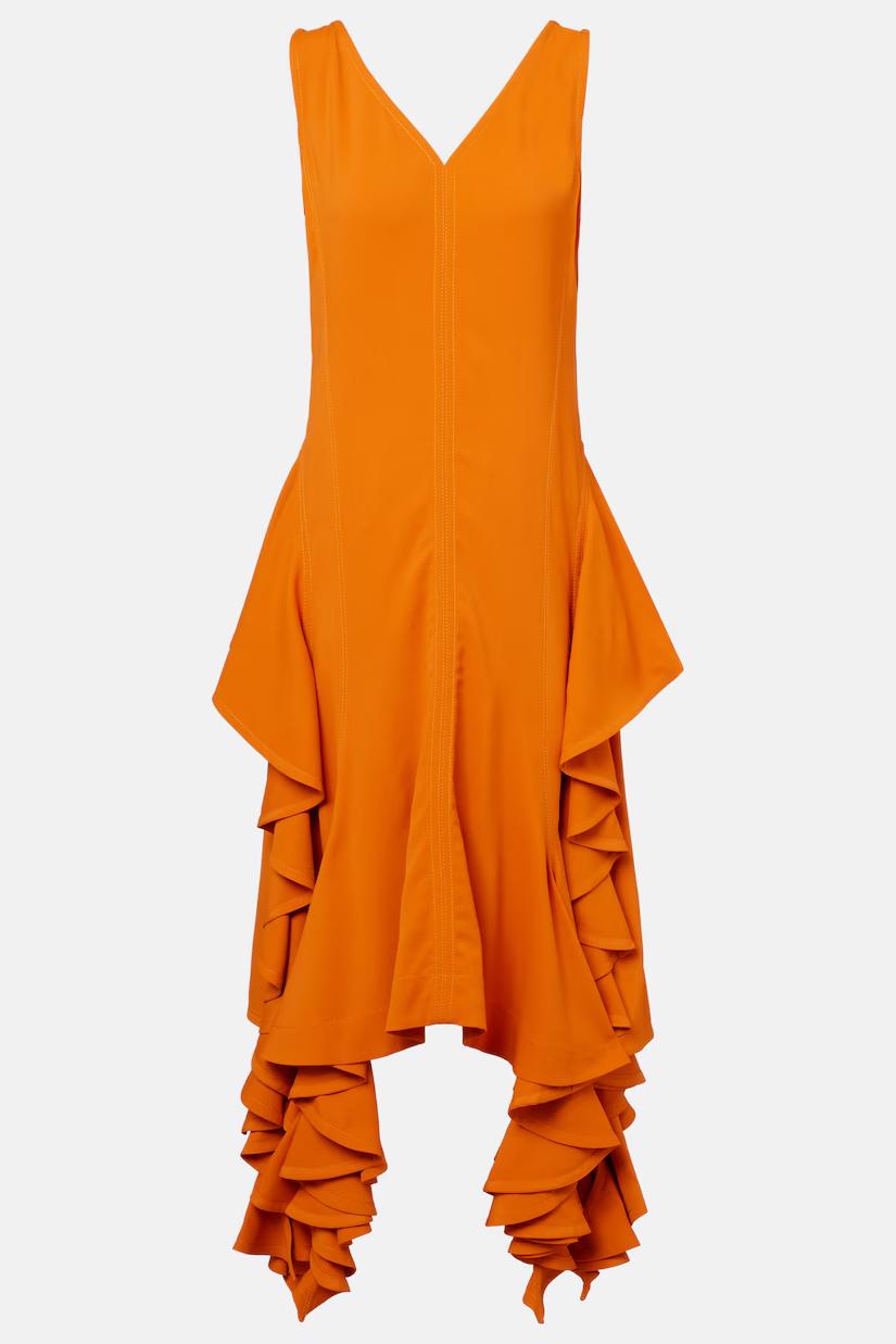 Robe Volants Asymétrique - Coupe Ajustée, Ourlet High-Low-Midi Dresses-Marais Paris-Marais Paris