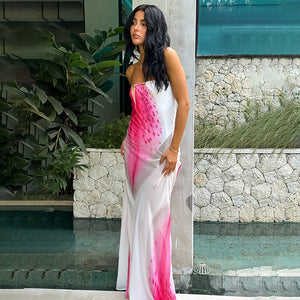 Robe Maxi Florale Sans Bretelles - Élégante et Bohème-Marais Paris-Blanc-S-Marais Paris