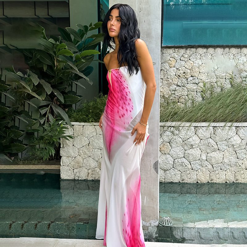 Robe Maxi Florale Sans Bretelles - Élégante et Bohème-Marais Paris-Blanc-S-Marais Paris